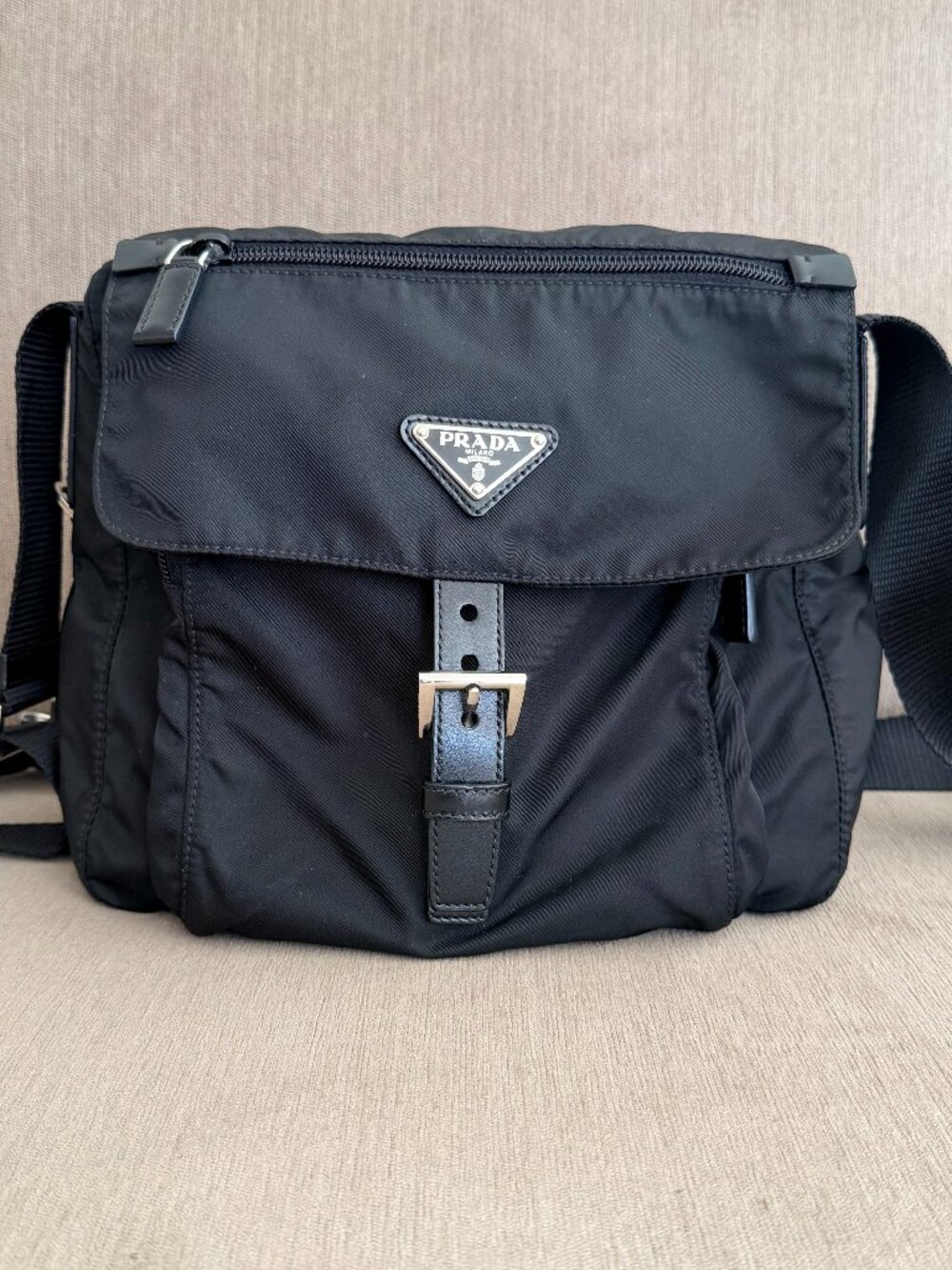 Prada Black Nylon Crossbody Messenger Bag